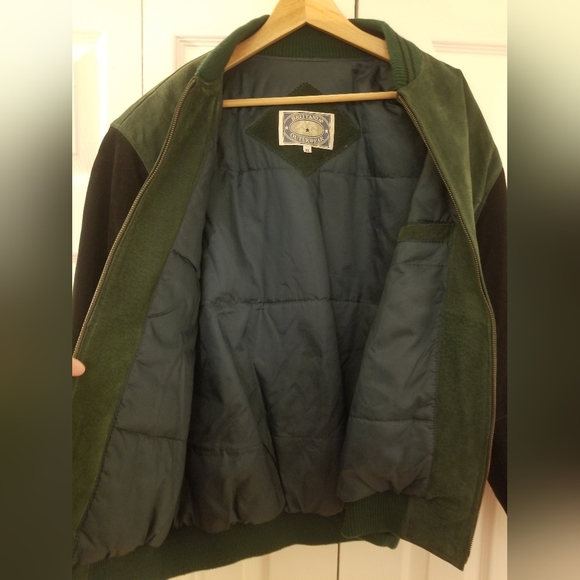 Brittania Outerwear Men Hunted Green wBlack Sleeves Corduroy Bomber Jacket Sz XL - Picture 14 of 14